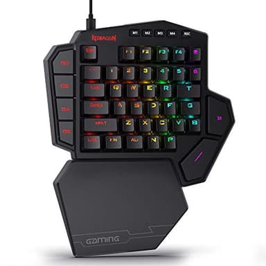 Redragon K585 DITI Clavier de Jeu mécanique RGB à Une Main, Clavier de Jeu Professionnel Filaire de Type C avec 7 Touches Macro intégrées, Repose-Poignet détachable, 42 Touches, US Layout