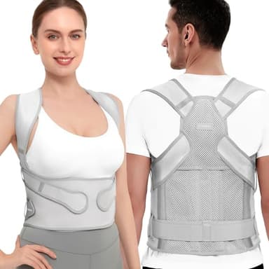 Vicorrect Correcteur de Posture pour Femmes et Hommes : Ceinture de Soutien Dorsal pour Soulager les Douleurs du Haut du Dos et des Épaules (Gris, S)