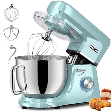CHeflee Robot Pâtissier 2000W Robot Pétrin Professionnel 8 L Faible Bruit Robot de Cuisine Multifonction avec Fouet, Batteur, Crochet, Bol d'Acier Inoxydable, 6 Vitesses