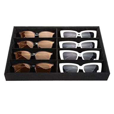 Emibele Boîte de Rangement Lunettes, Organisateur de Bijoux à 8 Fentes en Velours, Présentoir de Rangement Multifonctionnel pour Lunettes de Soleil Boucles d'Oreilles Bijoux Montre Bracelet, Noir