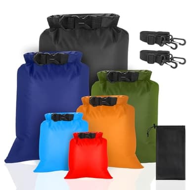 VFANDV Sac Étanche Léger 6 Pièces, 1.5/2.5/3/3.5/5/8L Nautique Sac à Sec Imperméables Sac Etanche Randonnée pour Kayak Dérive Submersible Nautiques Randonnée Camping en Plein Air (coloré)