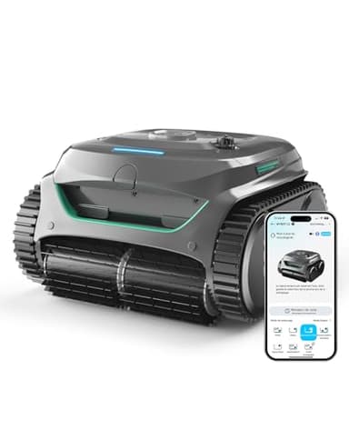 WYBOT C2 Robot Piscine sans Fil pour Piscines Enterrées 150㎡, Double Filtration, 3 Moteurs, Aspiration Puissante, Nettoyage Parois & Ligne d'eau, 180 Min, App(Gris-Vert Gris)