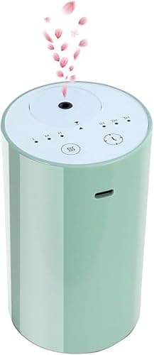 Cavir Diffuseur d'huiles essentielles sans Eau, Mini Machine à air Portable Aromathérapie Charge USB 1/2/3H/temps 3 Niveaux de Brume pour la Maison, la Voiture, Le Bureau -Vert