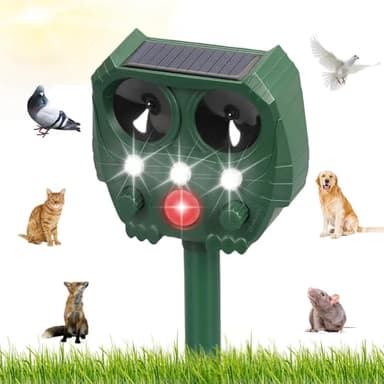 Domigard Répulsif Solaire à ultrasons pour Le Jardin avec détecteur de Mouvement PIR et lumière Clignotante, 5 Modes d'expulsion, étanche IP44, pour Lutter efficacement Contre Les Chats, Chiens