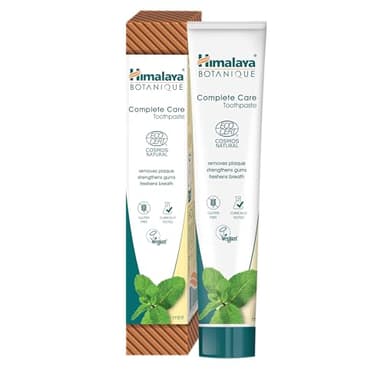 Ecocert Cosmos Natural certifié Himalaya Botanique Complete Care Dentifrice aux herbes aux Actifs Bio, Saveur menthe, combat la plaque dentaire, sans fluor, sans gluten ni SLS, 75 ml