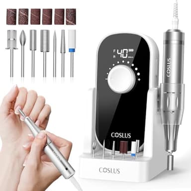COSLUS E51 Ponceuse Pour Ongles Professionnelle: 40000 RPM Ensemble de Lime a Ongle Electrique 6 en 1 Pour Ongles en Gel et Ongles en Acrylique, Idéal Pour le Salon et La Maison Portable et Silencieux