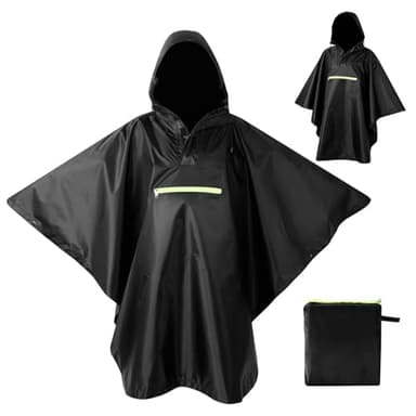 AiQInu Poncho Pluie Imperméable avec Manches Ventilées, Poche à Capuche, Bandes Réfléchissantes, Légère et Réutilisable, Pour le Camping, la Randonnée, l'Extérieur et l'Utilisation Quotidienne
