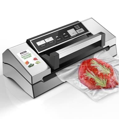 Machine de scellant sous vide Mesliese, scellant alimentaire Super puissant 95kPa 140W, bande de joint Double avec coupeur intégré et affichage de compte à rebours, pouls et mariner