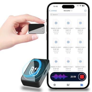 Enregistreur Vocal - Magnétique 64 Go avec Réduction du Bruit, Port USB-C Rechargeable pour études, Conférences, Réunions, Entretiens, Enregistreur Audio Portable avec écouteurs, Facile à Utiliser