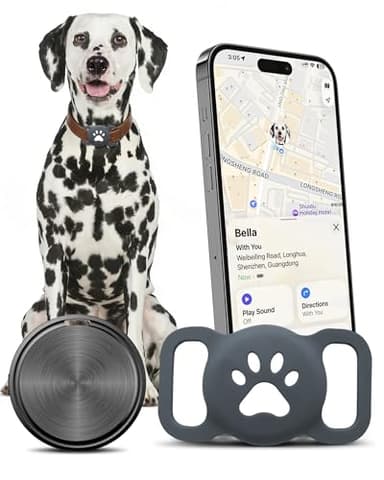 Traceur GPS pour Chien Compatible avec Apple Localiser(iOS Only) Tracker Bluetooth pour Collier Chien, sans Abonnement, Étanche IPX6, Middle Rabbit