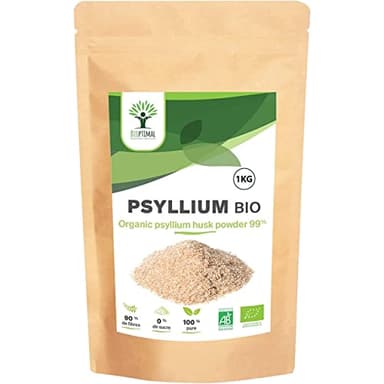 Psyllium Blond Bio - Bioptimal - Teguments de Psyllium en Poudre Fine - Husk Powder - Superaliment - Digestion Transit Coupe Faim - Origine Inde - Conditionné en France - Certifié Ecocert - 1 kg
