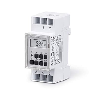 Sonero Minuterie numérique pour Installation sur Rail DIN dans Le Panneau de Commande, 3600W, écran LCD, 10 programmes de Commutation, minuterie 12/24h, IP20, Blanc S-DOTH10