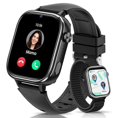 SWGOTA 4G Montre Connectée Enfant, Smartwatch avec GPS/Téléphone/Appels Vidéo/Chat Vocal/Messages/SOS/Mode École/Réveil/Appareil Photo/Podomètre/Moniteur Sommeil, Cadeau pour Garçons et Filles, Noir