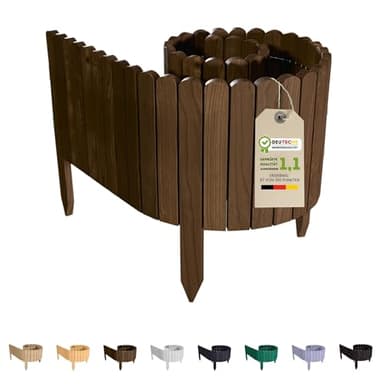 Floranica Bordure de Jardin en Bois 30 x 200 cm Brune Bordurette de Pelouse Bordure de Gazon avec piquets Bordure de Parterre