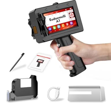 A1 Imprimante à Jet d'encre Portable et Manuelle - pour Texte/Logo/Code QR/Code-Barres/Date/Numéro de Lot/Série,Marquage par Jet d'encre Industriel sur Carton/Métal/Plastique/Céramique (2-12,7 mm)