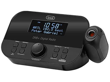 Trevi RC 85D8 Dab, Réveil avec projecteur de Plafond, récepteur Dab/Dab+ FM RDS, Stations de Radio mémorisables, Double réveil, Fonctions Snooze et Veille, écran LED, avec Alimentation fournie, Noir