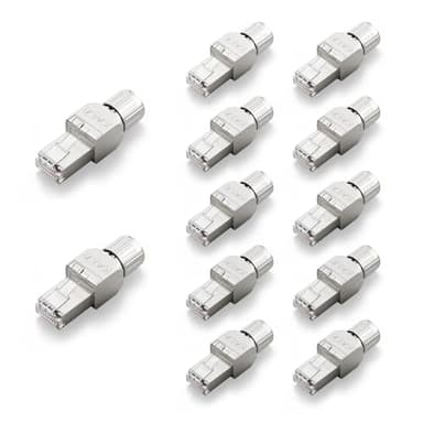 VCELINK Connecteur RJ45 sans Outil Cat7 Cat6A pour Câble d'Installation Fiche Rj45 sans Outil Blindé 10 Gbps 600MHz Lot de 12
