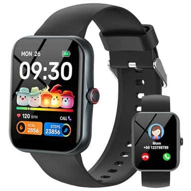 Fitness Tracker Montre Connectée Enfant, 1,83" HD Montre Intelligente pour Garçon Fille IP68 Étanche avec 120+ Mode de Sport Cardiofrequencemètre Podomètre Réveil Jeux pour Ados 4-16 Ans Cadeau, Noir
