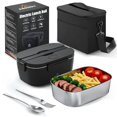 ESOHOT Gamelle Chauffante,120W Lunch Box Chauffante Modèle de Chauffage Ultra-Rapide 12V/24V/230V Boite Chauffante Repas pour Voyages,Travail,Bureau,Voiture,Camion (1,5L)
