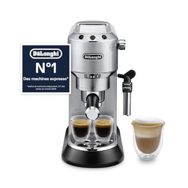 De'Longhi Dedica Style EC685.M, Machine à Expresso avec Buse à Mousse de Lait Professionnelle, Seulement 15 cm de Large, Réservoir de 1 L, Boîtier en Métal, Compatible avec les Dosettes E.S.E, Métal