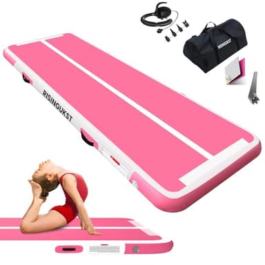 Tapis de Gymnastique Gonflable, Air Gymnastique Track, Tapis de Fitness 10cm/15cm/20cm Haut airtrack 2/3/4/5/6 m, Tapis Adapté Pour le fitness le yoga l'entraînement (Rose Blace, 200x100x10cm)