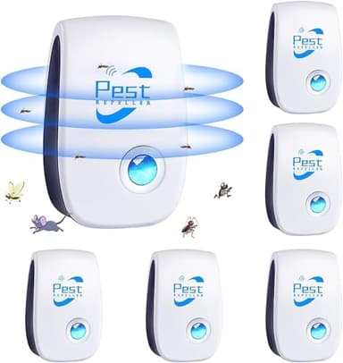 Répulsif Ultrason Anti-Rongeurs Insectes, 6 pcs Ultrason Anti Moustique Ultrason Souris et Rats, Intérieur Répulsif Électronique Insectes pour Souris, Rats Fourmis Araignées Moustiques