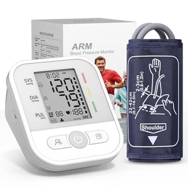 NWOUIIAY Tensiometre Bras Professionnel avec Écran LCD Fonctions de Rappel d'Arythmie et Mémoire 2 Utilisateur Moniteur de Tension Artérielle à Brassard 22-42 cm pour Adultes Âgées et Familles