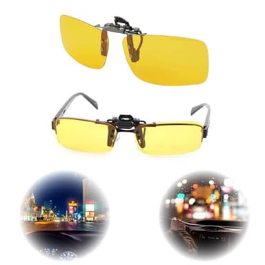 Surlunettes à Clip pour Conduite Nocturne, Clip de Lunettes de Conduite de Nuit, Lunettes de Soleil Polarisées Unisexes à Clipser, Verres Polarisés pour Lunettes de Vue, Surlunettes Verres Jaunes