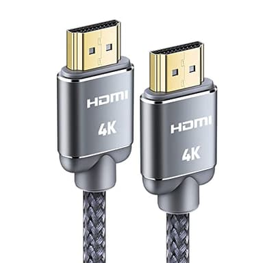 Snowkids Câble HDMI 4K 2M - Cable HDMI 2.0 par Ethernet en Nylon Tressé Supporte 3D/ Retour Audio - Cordon Hdmi pour Lecteur Blu-Ray/PS-5/ PS-4/ for Netfix/for Fire TV/Ecran - Gris