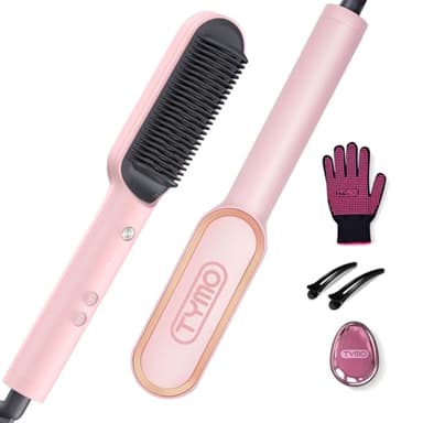 TYMO Brosse lissante à anneau pour femme avec 5 températures et 20 secondes - Chauffage rapide et protection anti-brûlure