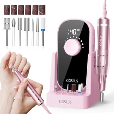 COSLUS E51 Ponceuse Pour Ongles Professionnelle: 40000 RPM Ensemble de Lime a Ongle Electrique 6 en 1 Pour Ongles en Gel et Ongles en Acrylique, Idéal Pour le Salon et La Maison Portable et Silencieux