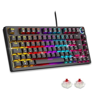 EMPIRE GAMING - Nouveau 2025 - K248 Clavier Mécanique Gaming Filaire Switches MX Red (FR AZERTY) - Type C - pour PC/PS4/PS5/Xbox - Rétroéclairage RGB - 82 Touches - 26 Touches Anti-Ghosting (Noir)