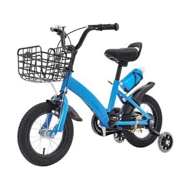 YUYUZI Vélo pour enfant de 12 pouces avec roues stabilisatrices, premier vélo à partir de 2 ans à 5 ans, sûr et réglable, idéal pour apprendre à faire du vélo et comme cadeau, bleu
