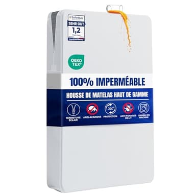Utopia Bedding Housse De Matelas 140 x 200 x 30 cm Imperméable avec Fermeture éclair, Certifiée Oeko-TEX, Protégé Matelas