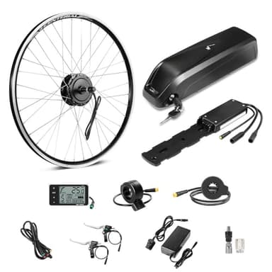 SEASON Ebike Kit de Conversion pour Vélo Électrique 26/27,5/28 Pouces Moteur Arrière 36V 250W 350W Roue Libre avec 36V Batterie 13Ah / 18Ah et Chargeur