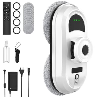 Robot Nettoyeur Vitres, 5600Pa Robot Laveur de Vitre Automatique avec 3 Modes de Nettoyage, Navigation Intelligente, Télécommande, Détection des Contours, Mode Sécurisé＆10 Chiffons de Nettoyage