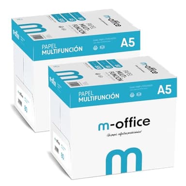 Pack de feuilles A5 80 g, 10 pack de 500 feuilles, papier multifonction pour imprimante jet d'encre et laser, feuilles A5 148 x 210 mm, idéales pour le bureau et la maison · m-office (5000 feuilles)