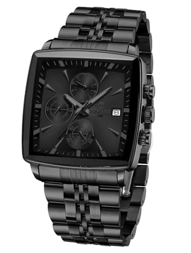 FORSINING Montre pour Homme, idéale pour Les Affaires, analogique, à Quartz, étanche, chronographe Multifonction en Acier Inoxydable Bleu