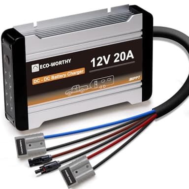 ECO-WORTHY Chargeur de Batterie DC vers DC 12V 20A Régulateur de Panneau Solaire MPPT, Contrôleur pour Batterie Lifepo4, Gel, Chargeur pour Les Camping-Cars, remorques, Bateaux