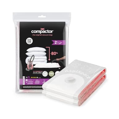 Compactor - Lot de 2 sacs de rangement sous vide - Taille XL 130 x 80 cm - Grande capacité – Rangement sous vide pour couettes, oreillers, vêtements