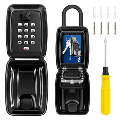 ENONEO Boîte à Clé Sécurisée 12 Chiffres Coffre Clef Exterieur Intérieur étanche à l'eau et à la Rouille Boite à Clé à Code Boitier Clefs Securise avec Crochet pour École Bureau Usine