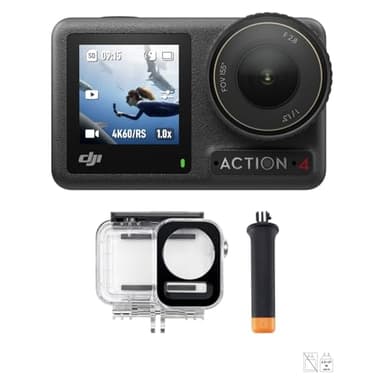 Bundle DJI Osmo Action 4 Plongée - Caméra d’action étanche, vidéo sous-marine, poignée flottante et boîtier étanche à 60 m, D-Log M 10 bits, capteur 1/1,3 pouce, HorizonSteady 360º, Caméra de vlogging