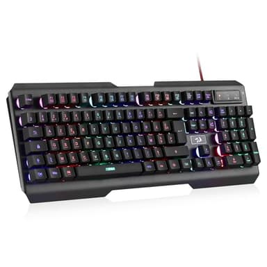 Redragon K506 Clavier gaming filaire à membrane éclairage LED arc-en-ciel, résistant à la poussière, clavier USB silencieux, 19 touches anti-ghosting, durable, AZERTY FR - PC/Ordinateur portable, Noir