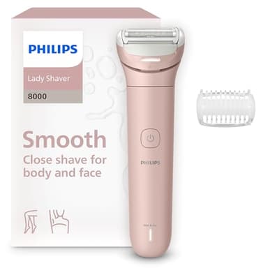 Philips Lady Shaver série 8000 – rasoir sans fil, sur peau sèche ou mouillée, système de rasage à 3 lames, tête de rasage flexible, éclairage LED, jambes et corps, autonomie 100 min, modèle BRL129/00