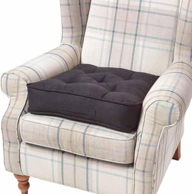 HOMESCAPES Coussin d’Assise rehausseur, Coussin de Sol en suédine Noir, 50 x 50 x 10 cm