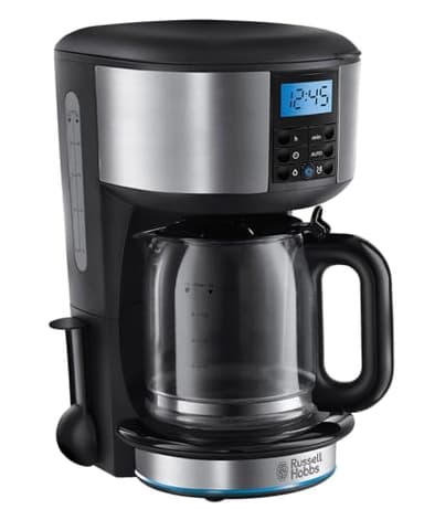 Russell Hobbs Cafetière filtre [Programmable, Technologie WhirlTech pour extraction & arôme optimaux] Buckingham (10 tasses, verseuse en verre 1,25L, Maintien au chaud, 1000W) Machine à café 20680-56