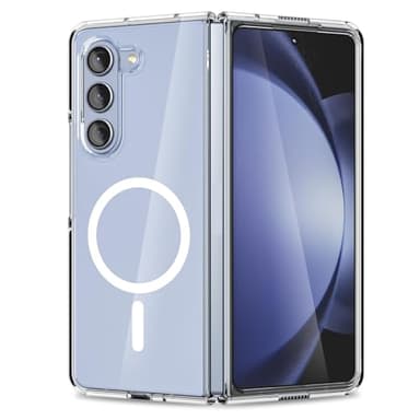 pour Samsung Galaxy Z Fold 5 Etui Pliable Transparent, Compatible Magsafe, Coque magnétique, Anti-Chute, résistant au jaunissement, résistant aux Rayures sur Tous Les Coins