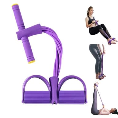 Bandes de Résistance Multifonction, Corde de Tension avec Pédale et Poignée, Tubes Élastiques pour Musculation/Yoga/Fitness, Abdominaux, Bras et Jambes, Maison/Bureau/Gymnase (6 Tubes-Violet)
