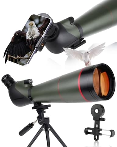 Actualisé 25-75x100mm Longue Vue Puissante avec Adaptateur Téléphonique de Trépied et Sac de Transport - HD BAK4 Prisme FMC Lens pour Chasse, Le tir à la Cible et l'observation des Oiseaux