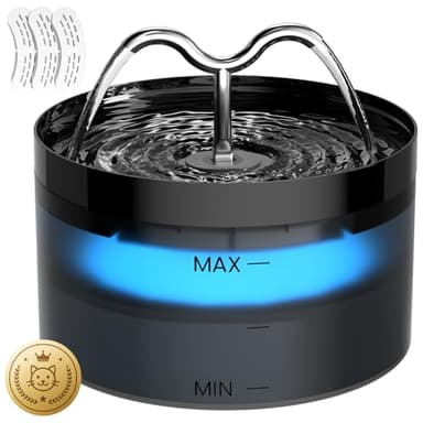 DOOOB Fontaine a Eau Chat 2.1L, Fontaine à Eau Chat avec Lampe à LED et Pompe Ultra-Silencieuse, Distributeur Fontaine a Eau pour Chien, 3 Filtres & 3 Éponges Inclus
